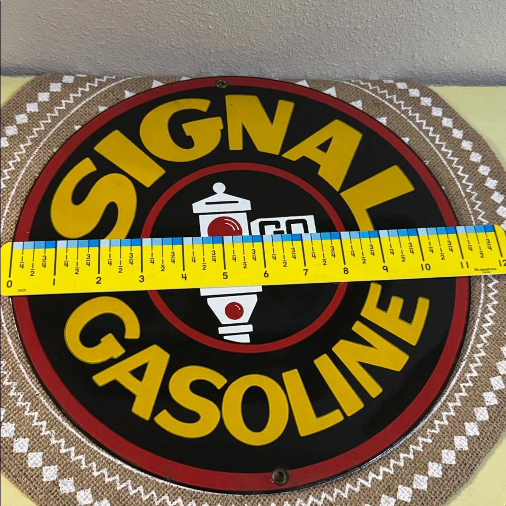 VTG Signal Gasoline Porcelain & Metal Ande Rooney Wall Sign - Picture 2 of 4